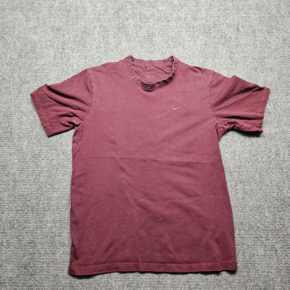 Nike Dri-FIT Mens Large Burgundy Maroon Cotton Short Sleeve T-Shirt DV9832-652